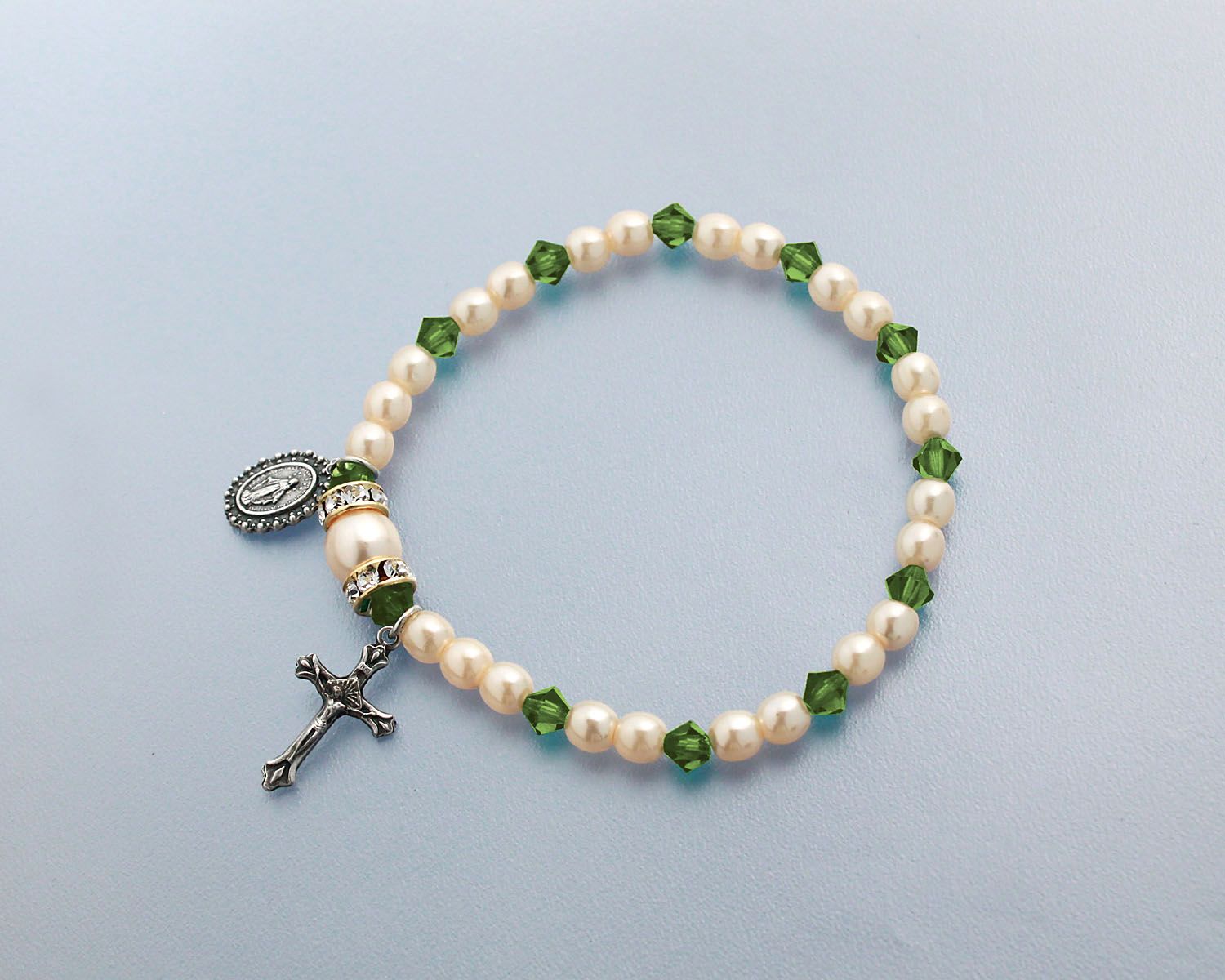 Birthstone Stretch Rosary Bracelet August Peridot