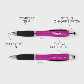 Illuminated Scripture Stylus Pen- His Grace is Enough- 2 Corinthians 12:9