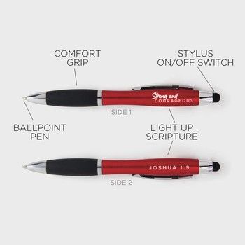 Illuminated Scripture Stylus Pen- Strong and Courageous- Joshua 1:9