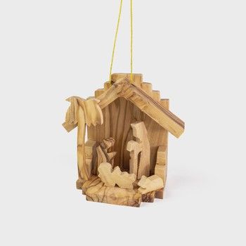 Olive Wood 3D Nativity Ornament