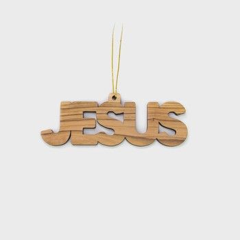 2D Christmas Ornament, Jesus, Holy Land Olive Wood Christmas Ornament