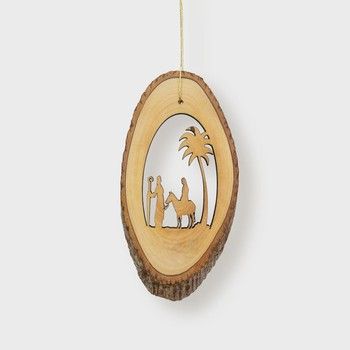 Nativity with Star – Live Edge Olive Wood Slab Ornament
