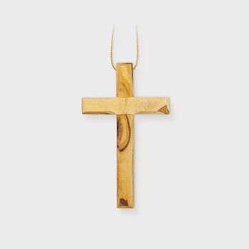 Simple Olive Wood Cross, Holy Land Olive Wood Christmas Ornament