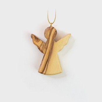 Comfort Angel Ornament, Holy Land Olive Wood Christmas Ornament