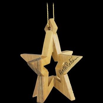 Bethlehem Star, 3-Dimensional Holy Land Olive Wood Ornament