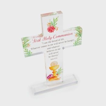 First Holy Communion Acrylic Cross Plaque – John 6:35