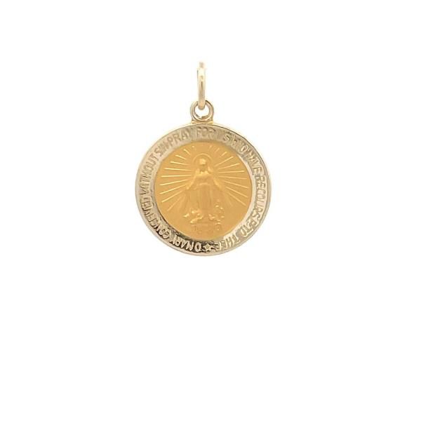 14kt Solid Gold Medal of Your Choice 5/8&quot; Diameter (Size 2), Choose Medal: Miraculous Mary