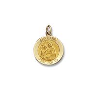14kt Solid Yellow Gold St. Anne Medal 5/8” Diameter (Size 2)