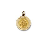 14kt Solid Yellow Gold St. Anthony Medal 5/8” Diameter (Size 2)