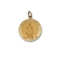 14kt Solid Yellow Gold Infant Of Prague Medal 3/4” Diameter (Size 3)