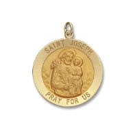 14kt Solid Yellow Gold St. Joseph Medal 1” Diameter (Size 5)