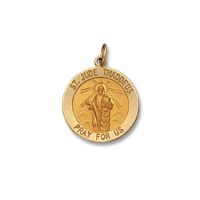 14kt Solid Yellow Gold St. Jude Medal 3/4” Diameter (Size 3)