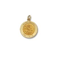 14kt Solid Yellow Gold St. Michael Medal 5/8” Diameter (Size 2)