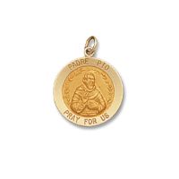 14kt Solid Yellow Gold Padre Pio Medal 3/4” Diameter (Size 3)
