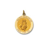 14kt Solid Yellow Gold St. Peregrine Medal 3/4” Diameter (Size 3)