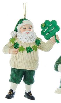 4&quot; Irish Santa Ornament- Shamrock Scarf