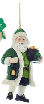 4&quot; Irish Santa Ornament- Pot of Gold