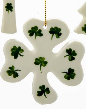 3" Porcelain Irish Shamrock Ornament