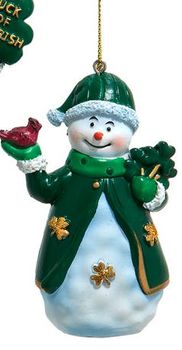 3.5&quot; Irish Snowman Ornament- Pot of Shamrocks