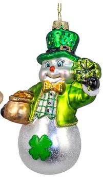 5&quot; Glass Irish Snowman Ornament