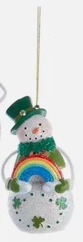 4&quot; Irish Snowman Ornament- Rainbow Disc.