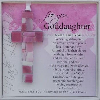 Goddaughter Gift USA Handmade Mosaic Glass Cross