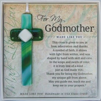 Godmother Gift USA Handmade Glass Cross