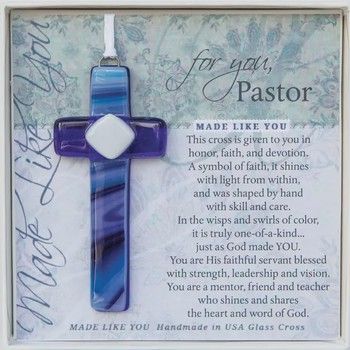 Pastor Appreciation Gift USA Handmade Glass Cross