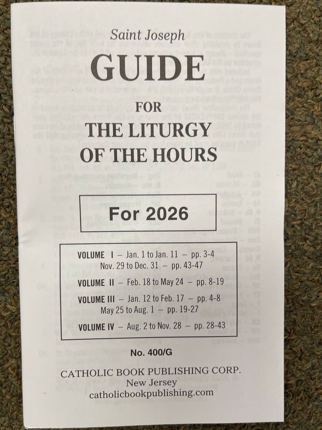 2026 Liturgy of the Hours Guide Book