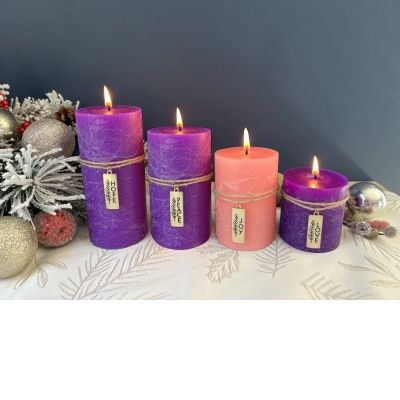 Hope Peace Love Joy Advent Pillar Candle Set