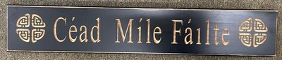 Cead Mile Failte Black Wood Sign