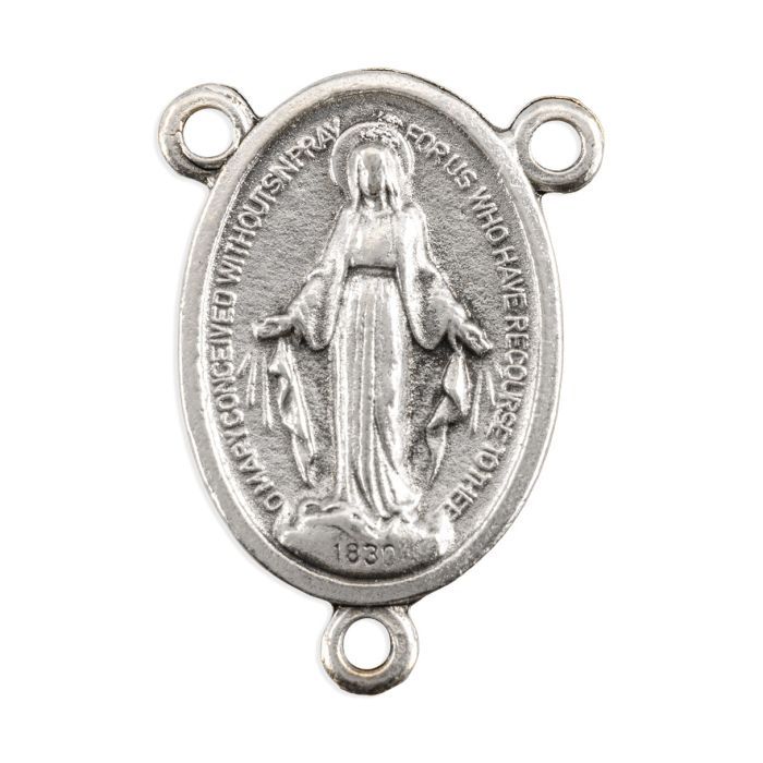Silver Large Miraculous Rosary Center Silver Large Miraculous Rosary Center