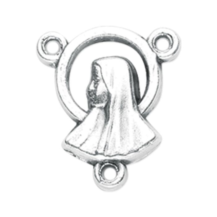 Silver Small Mary Cutout Rosary Center Silver Small Mary Cutout Rosary Center