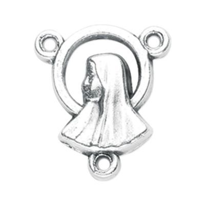 Silver Small Mary Cutout Rosary Center