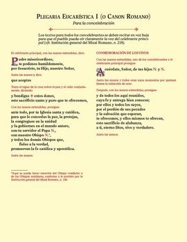 Eucharistic Prayer Cards (in Spanish)