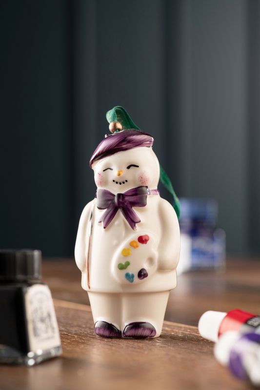 Belleek Artist Snowman Ornament