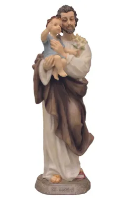8" Saint Joseph and Child Color Statue