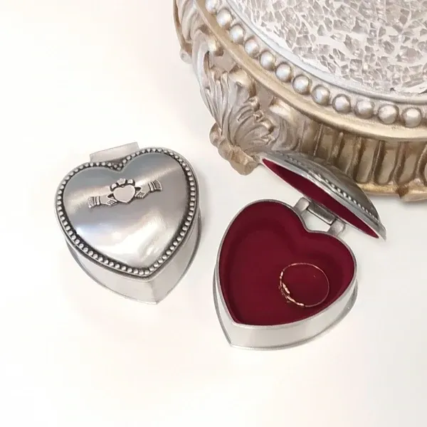 Mullingar Pewter Heart Shaped Claddagh Jewelry Box