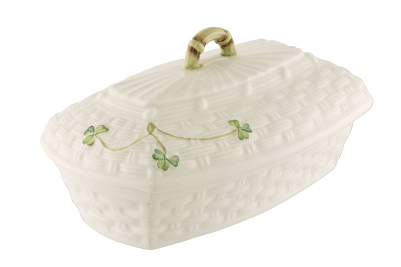 Belleek Shamrock Butter Dish