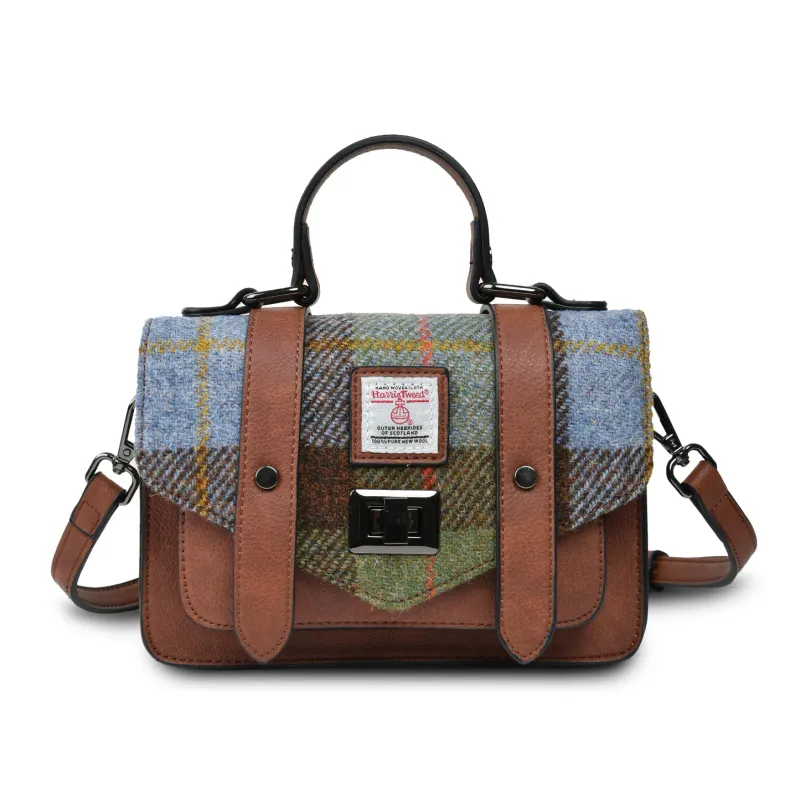 Harris Tweed® Mini Satchel- Chestnut-Blue Tartan