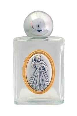 Divine Mercy Squared Glass Holy Water Bottle