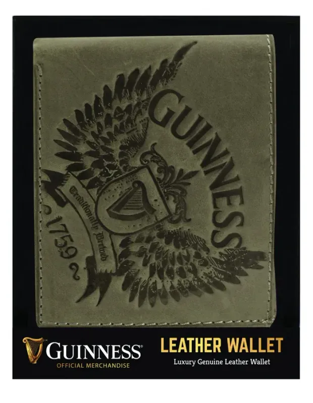 Guinness® Leather Wallet, Gray Wings Design