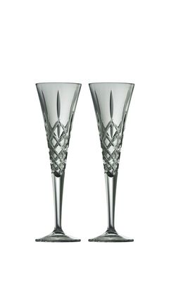 Galway Irish Crystal Longford Romance Flutes (Pair)