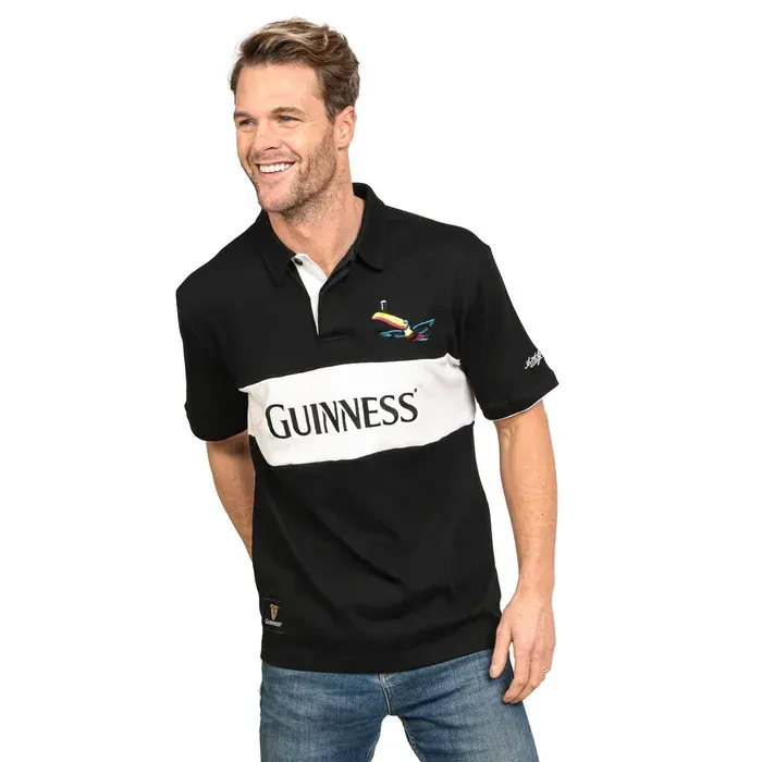Guinness Black &amp; White Toucan Short Sleved Rugby Shirt