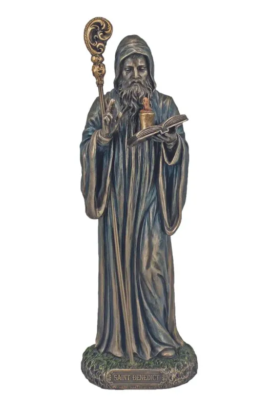 8" Saint Benedict Bronze Statue 8" Saint Benedict Bronze Statue