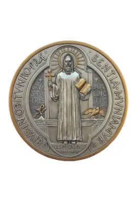 Saint Benedict Pewter and Gold Medal