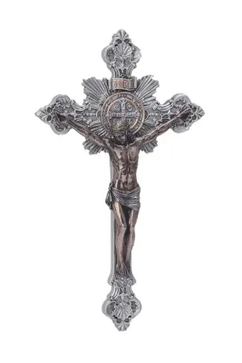 7.75" Saint Benedict Bronze Pewter Crucifix