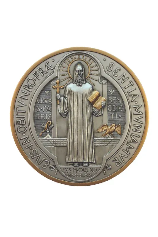 Saint Benedict Pewter and Gold Medal Saint Benedict Pewter and Gold Medal