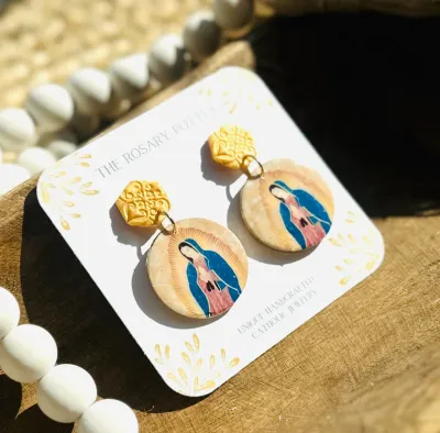Our Lady of Guadalupe Large Round Earrings