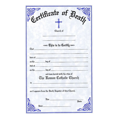 Death Certificate Pad Stock, Disc.